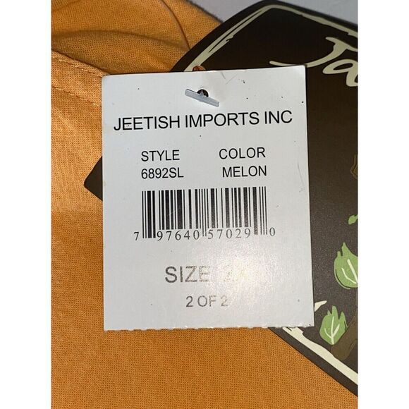 Jane Ashley Pull-On Pants Crop Capri Orange Drawstring Embellished Embroidery 2X - Picture 15 of 16